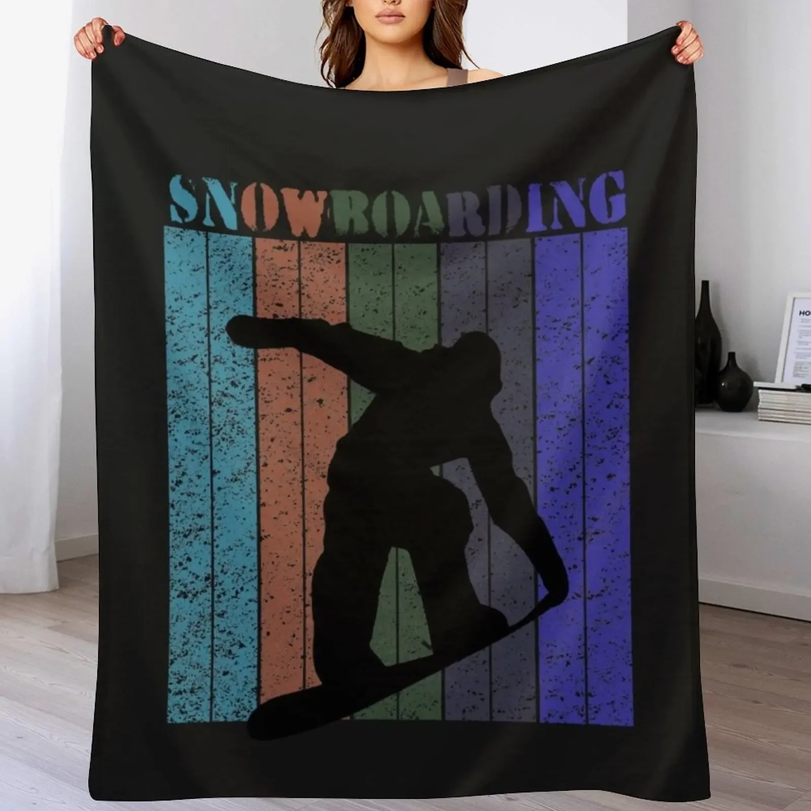 

Snowboard Retro Vintage Snowboarder Gift Throw Blanket Cozy Throw Blanket for Bed Sofa Chair