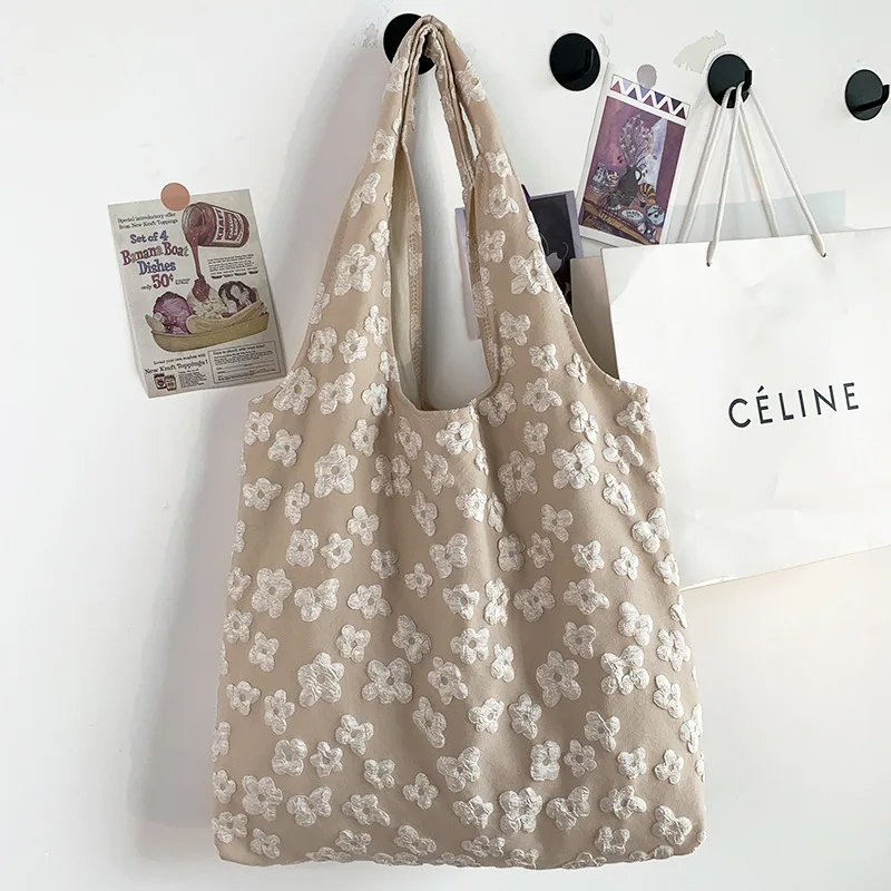 Canvas Bag Design Sense Summer New Style Bag Simple Fairy Flower Lace Art Style Shoulder Bag Handbag Bag