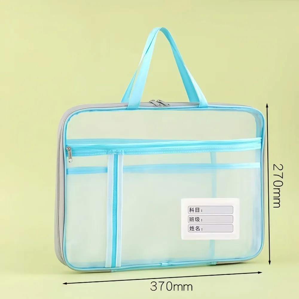 

New 5-layer Tutorial Bag Zippered Mesh Document Bag Classification Large Capacity Subject Classification Bag Students