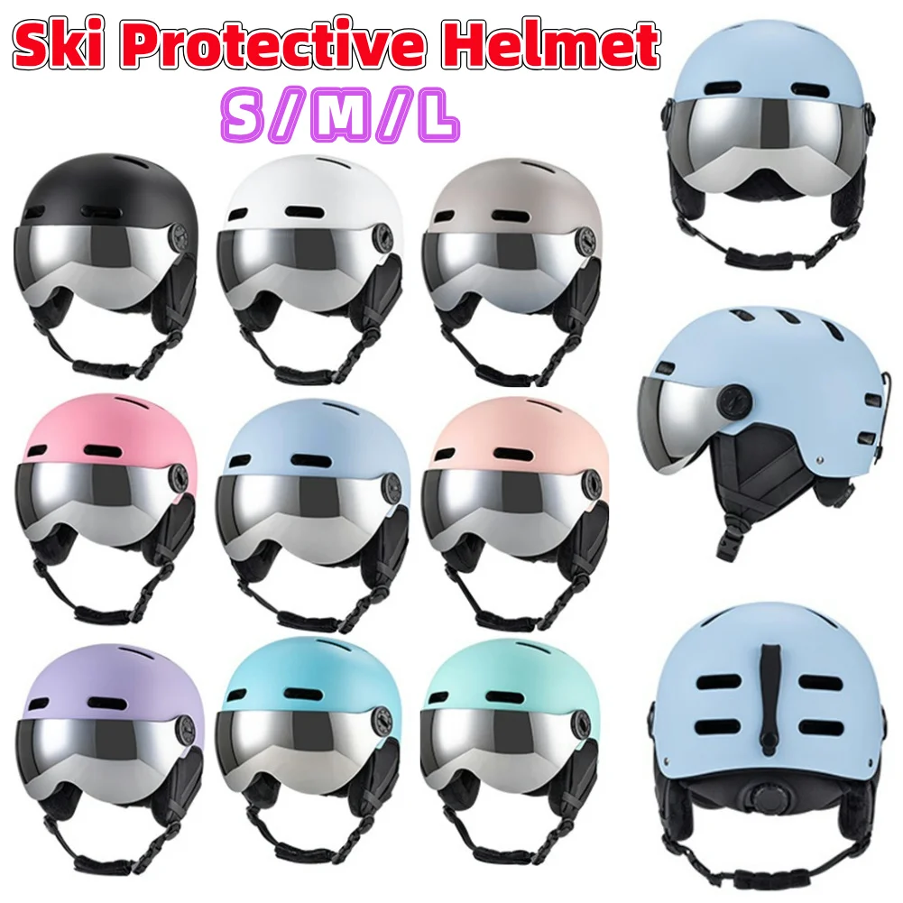 Ski Protective Helmet Windproof Snowboard Helmet with Detachable Glasses with Ear Protection for Skiing Skateboard Snowboarding