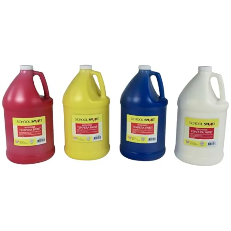 

Washable Tempera Paints for School and Arts and Crafts Use One Gallon Each Assorted Primary Colors Set of 4