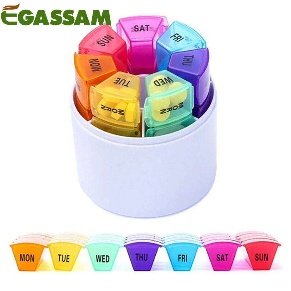 Weekly Pill Organizer 4 Times a Day, 7 Day Pill Cases,Portable Pill Box Medicine Organizer for Pills Vitamin Fish Oil Supplement