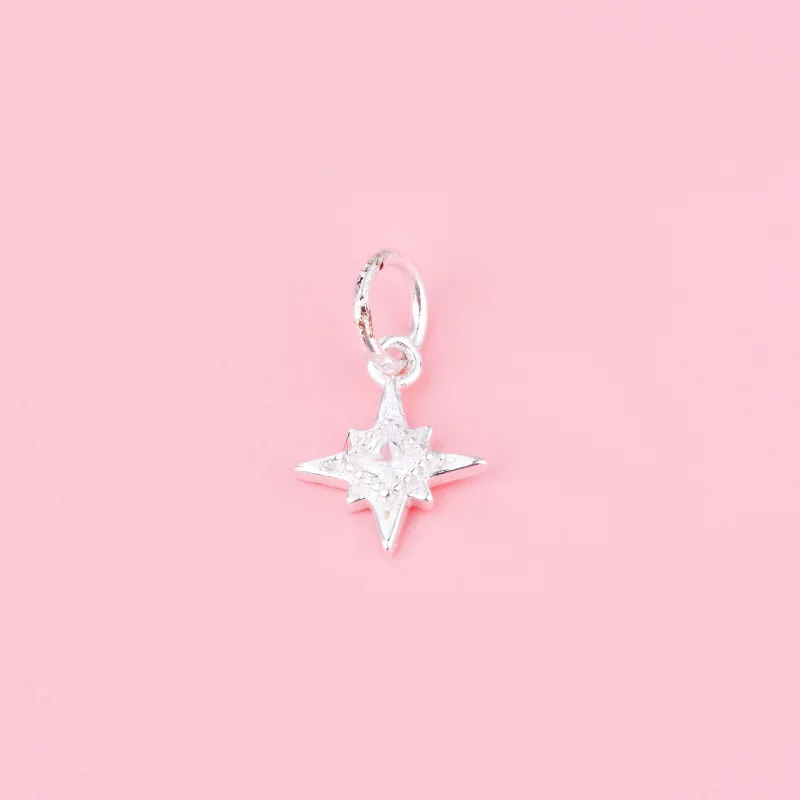 S925 Sterling Silver Micro-inset Zircon Accessory Small Shine Star Pendant Handmade diy jewelry bracelet necklace pendant