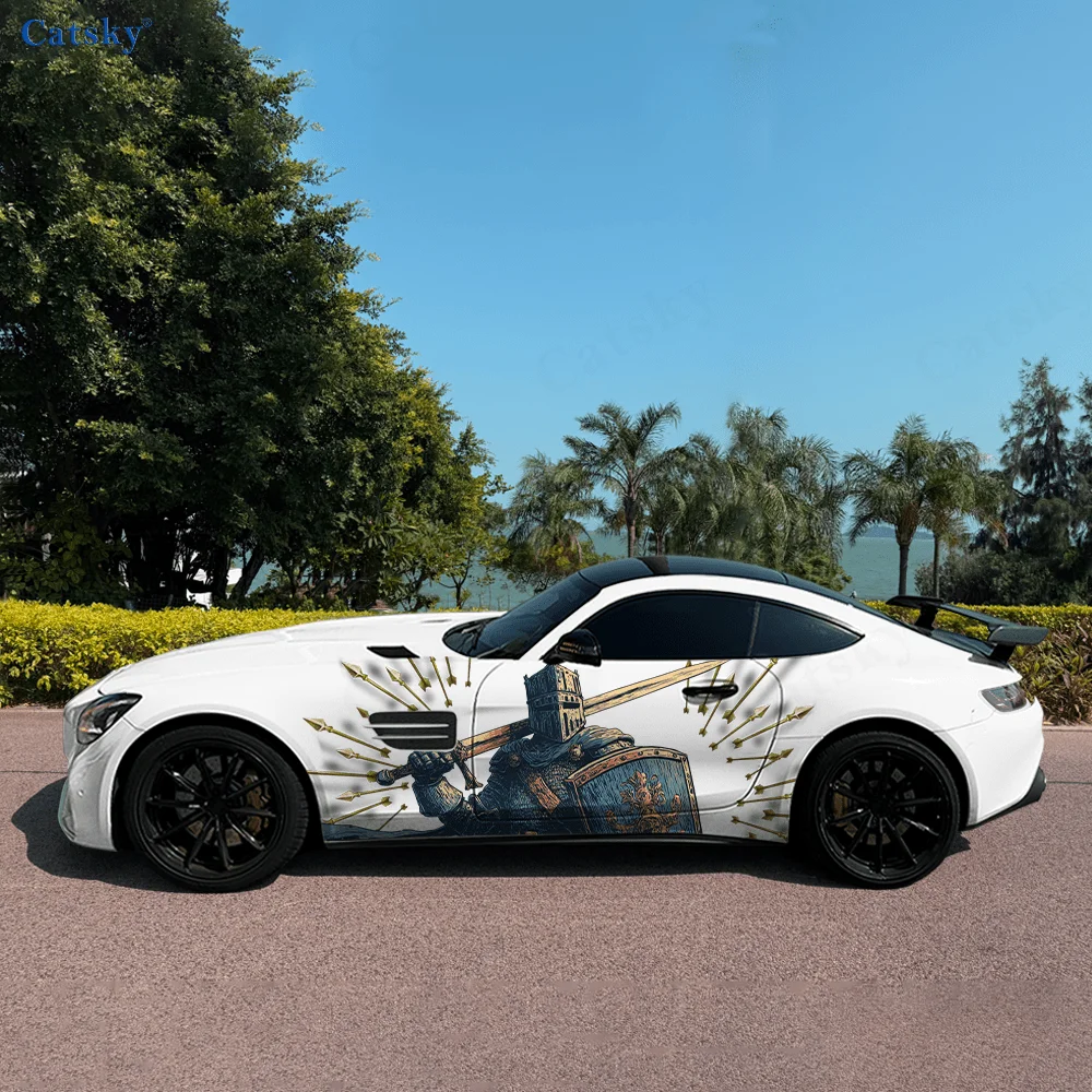 Knight Armor Medieval Sword Car Vinyl Wraps Decal Self-adhesive PVC Sticker Suitable for Trucks SUV Decor Auto Accessories Gift
