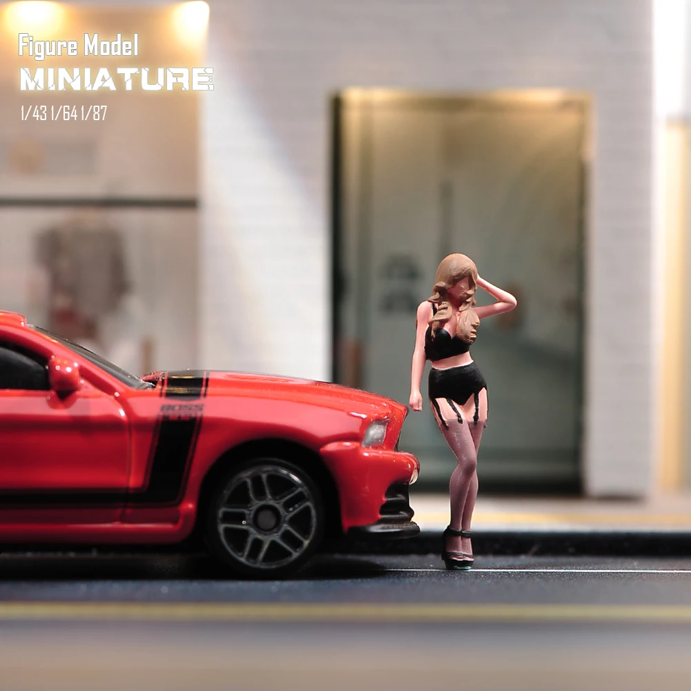 Miniatures Figures 1/87 1/64 1/43 1/24 Sexy Car Model Beauty Figure People Model Diorama Dolls Creative Photography Scene Prop