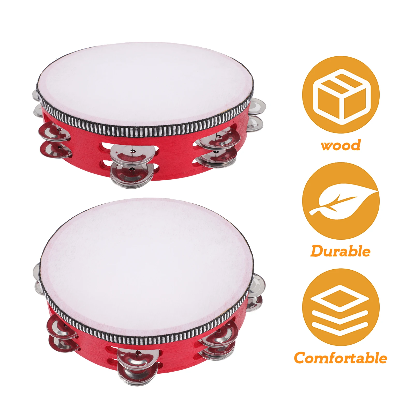 

8 Inch Tambourine H Drum Wooden Musical Instrument Double Row Bells Kids Toys Baby Music Percussion Shaker Rattle