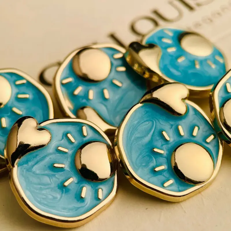 10 stücke Mond Sonne Design Blau Metall Knöpfe Hohe Schaft Für DIY Mantel Strickwaren Dekor Nähen Zubehör Nähen Knopf 18/23mm – Detail 6