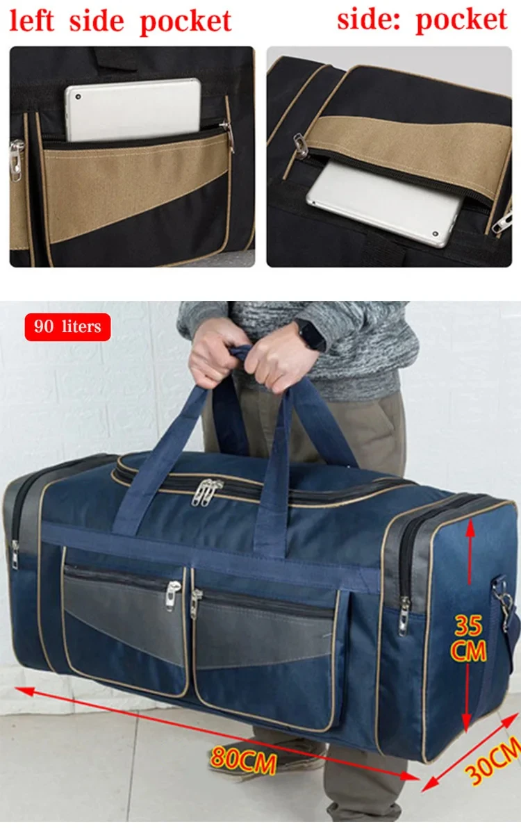 Große Gepäck-Reisetasche, Camping, Fitnessstudio, Fitness, Handtaschen für Damen und Herren, Outdoor-Sport, Schulteraufbewahrung, Reisetasche für große Entfernungen, 90 l – Detail 6