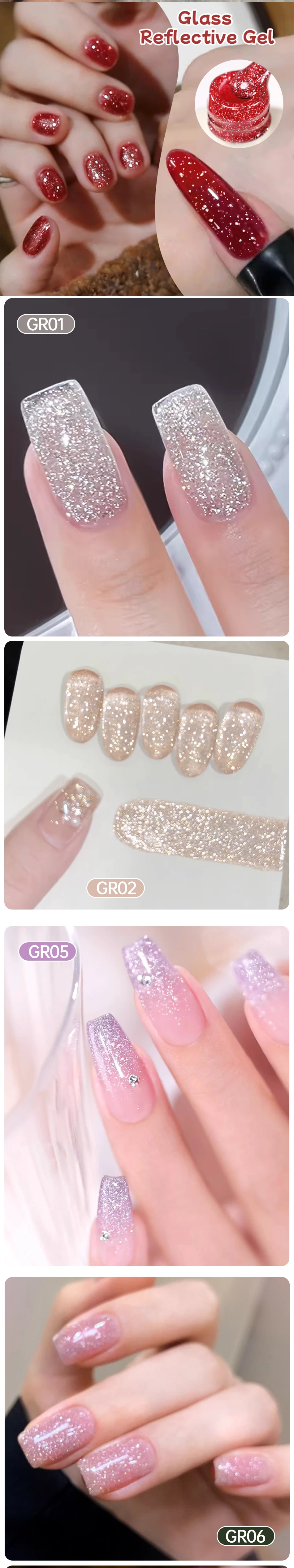UR SUGAR 15ml Glitzer Lila Nagel-Gel-Lack Glasreflektierender Semi-Permanenter Gel-Lack Blitz-Effekt Abziehbarer UV-Gel Nagelkunst-Lack – Detail 2