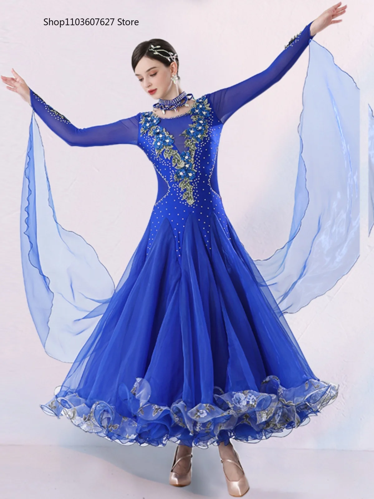 Modern Ballroom Dance Dress, Terno De Competição Profissional, Valsa Vestido De Dança Avançado, Fato De Performance, Novo