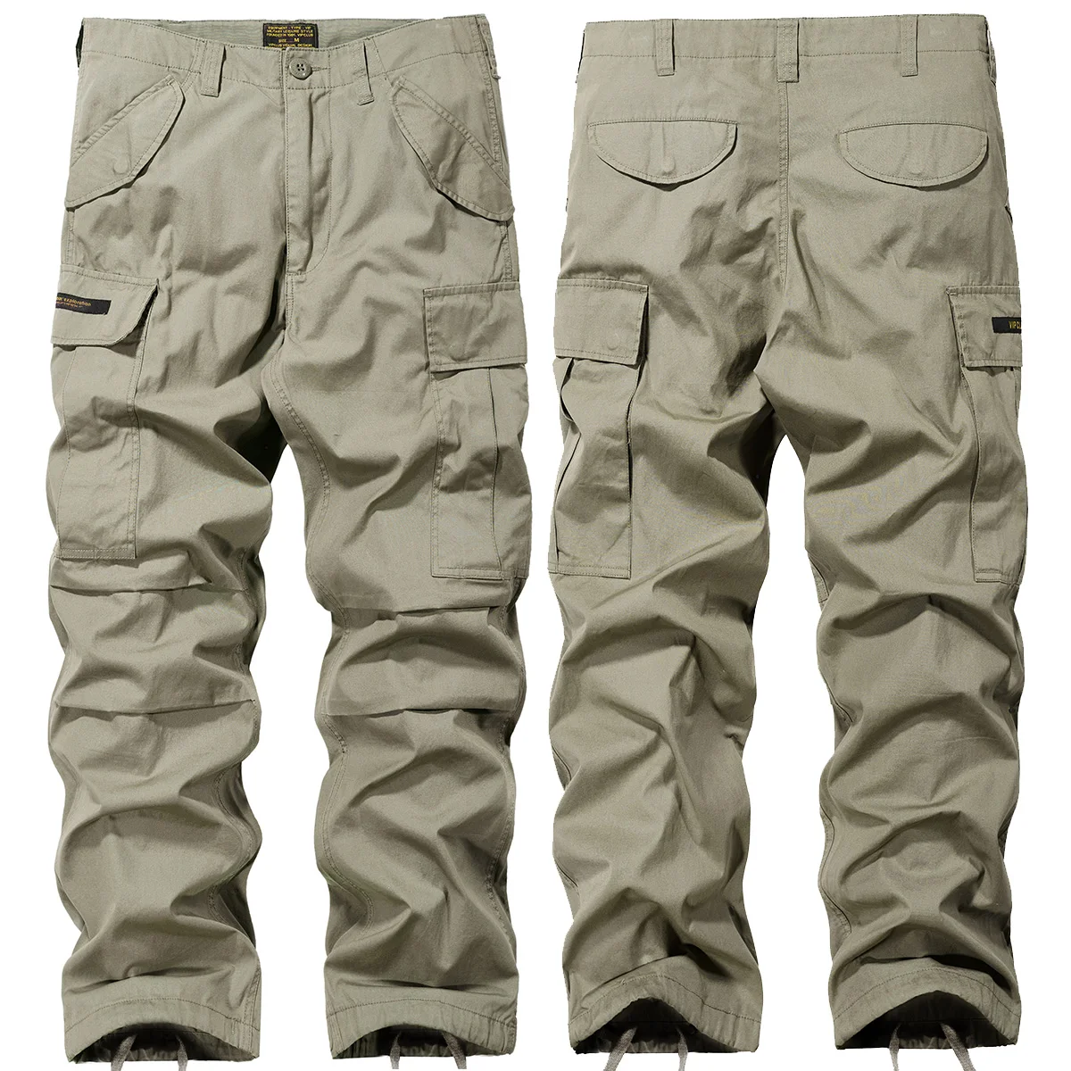 

Мужские повседневные брюки VIP в корейском стиле, прямые, свободные, с множеством карманов, рабочие, тонкие, весенне-осенние, больших размеров, простые спортивные брюки