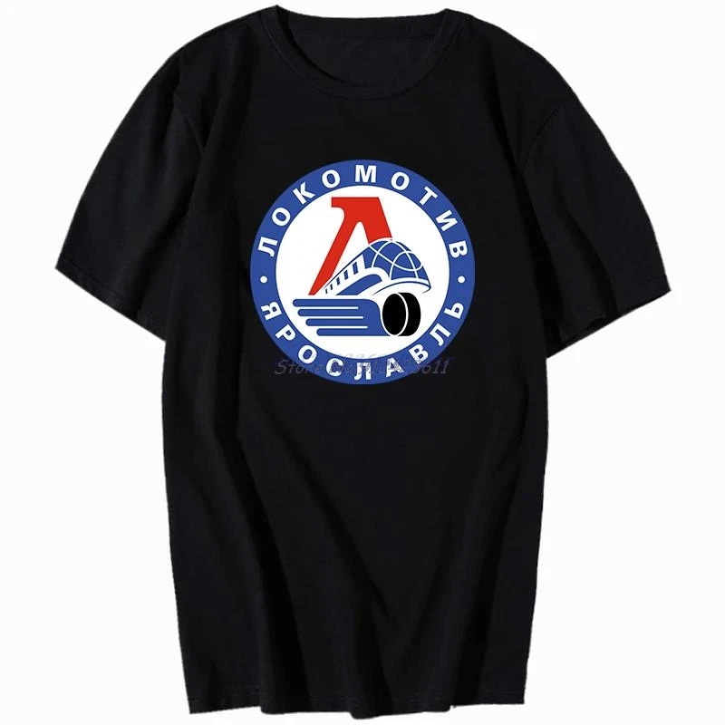 Lokomotiv Yaroslavl Ice Hockey Russian Moscow Atletic Graphic T Shirts Summer Cotton Short Sleeve T-Shirts Mens Print T Shirt