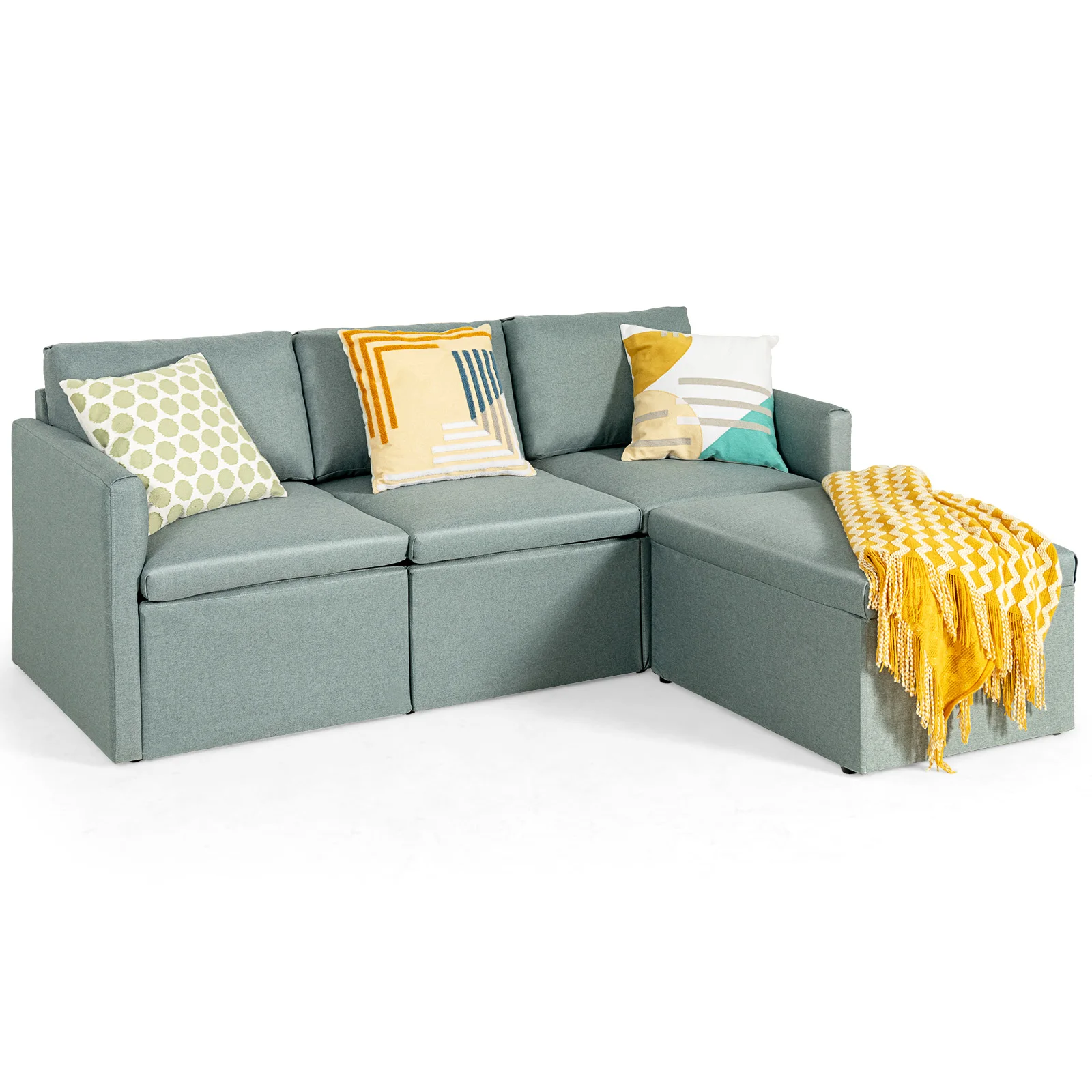 Giantex Convertible Sectional Sofa L-Shaped Couch w/Reversible Chaise