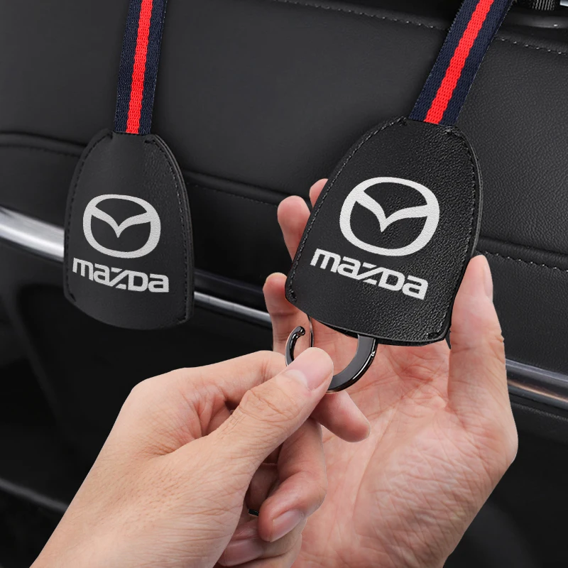

Leather Car Seat Back Hook Portable Interior Storage Hanger Decoration Accessory for Mazda Speed MS 2 3 5 RX-8 Axela Atenza CX-3