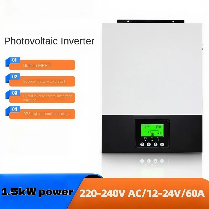 Home Photovoltaic Inverter 1.5kW High-Frequency Hybrid Inverter 12-24V to 220V Ac Solar Converter, Pure Sine Wave Technology