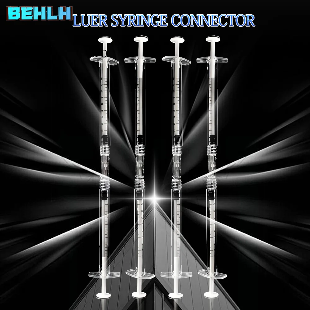 Disposable sterile separately packaged double helix sterile Luer lock adapter, leak proof transparent plastic syringe connector