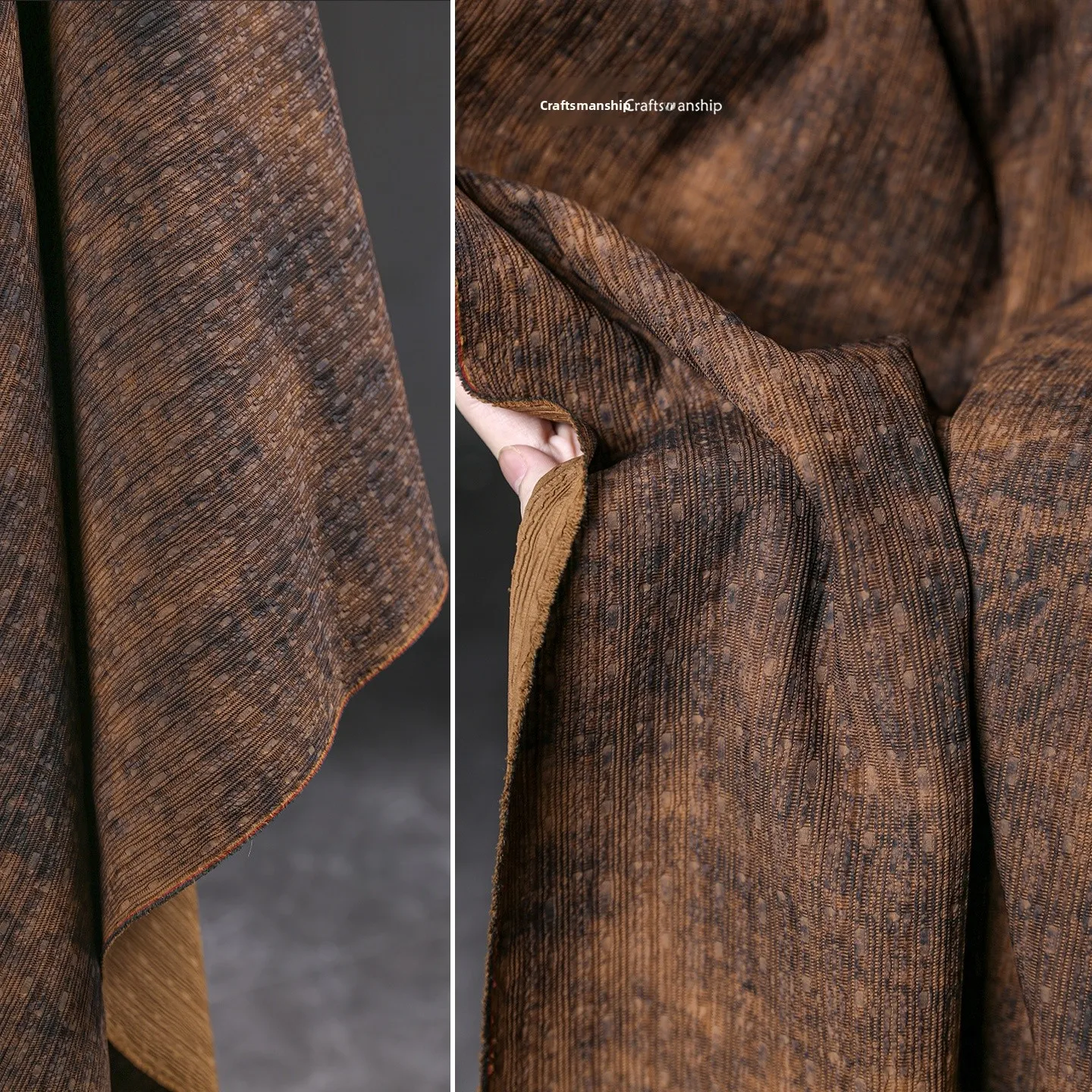 

Ткань с эффектом потертости в стиле ретро для самостоятельного пошива одежды, коричневая ткань с вышивкой и узорами, для рукоделия