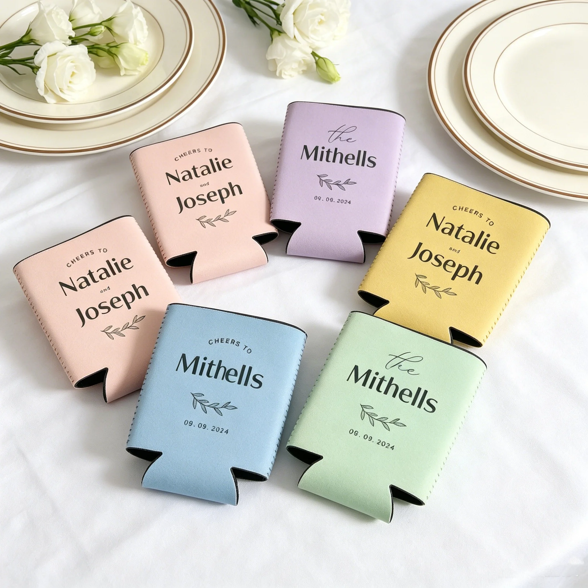 

10/20/30pcs Personalized Wedding Can Coolers – Custom Engagement Party Favors