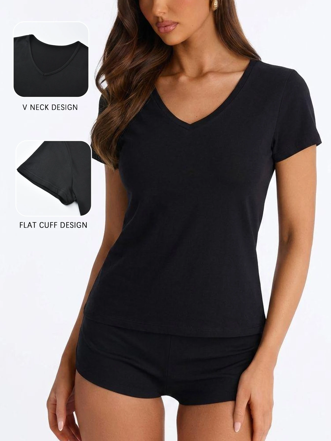 Women's Moisture-wicking Short Sleeve T-Shirt，Super Soft Workout Running Yoga Athletic  V-Neck Tee