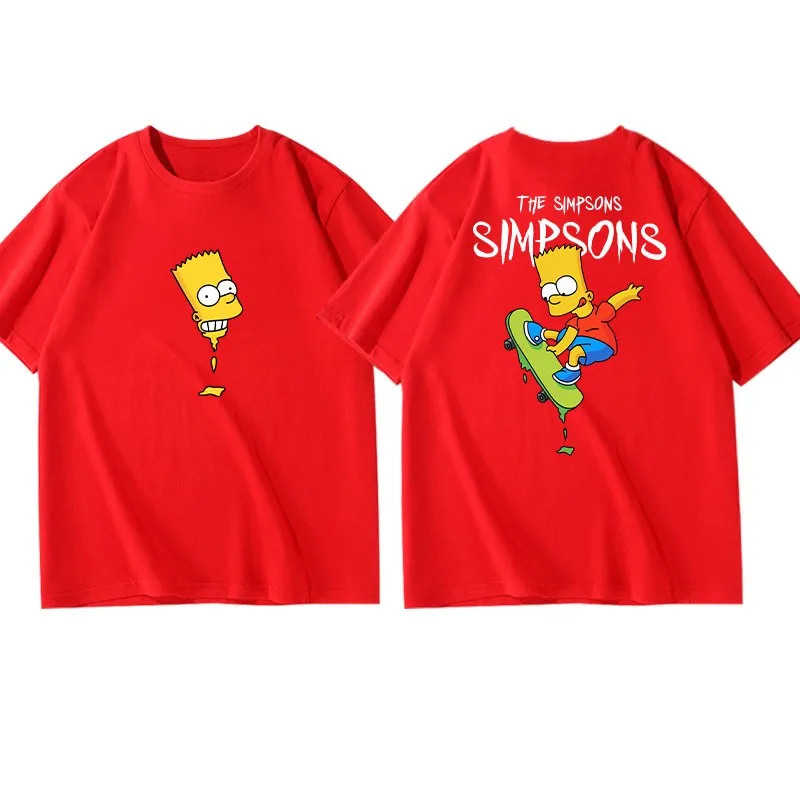 Disney The Simpsons family T Shirt Teen 2024 Summer Funny Boy Girl Tops Tee Clothes Harajuku Short Sleeve Oversized Shirts