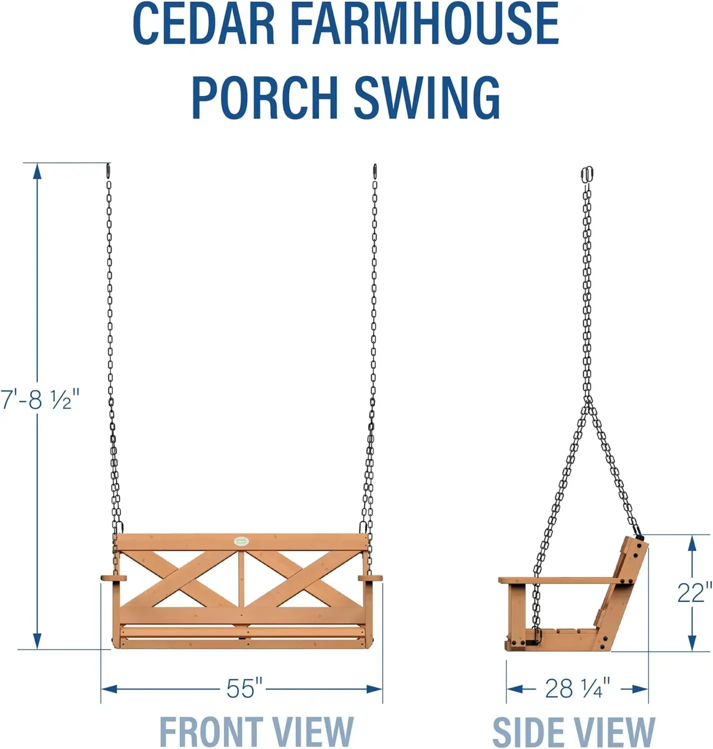 Swing Sets for Backyard with Chain, 600 Lb Weight Capacity, with 4.6 Ft. Seat Width, Outdoor Swing