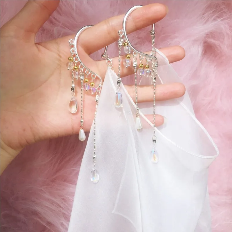 Han Chinese Clothing Accessories Sunscreen Silk Veil Ancient Style Face Covering Ear Hanging Tassel Court Curtain Exotic