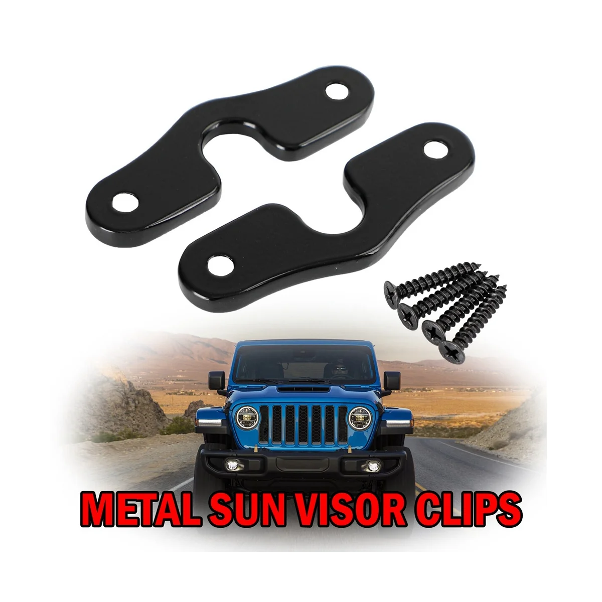 2 Pcs Sun Visor Repair Kit Heavy Duty Sun Visor Clips for Jeep 2018 & Newer JK JL JT Gladiator Wrangler