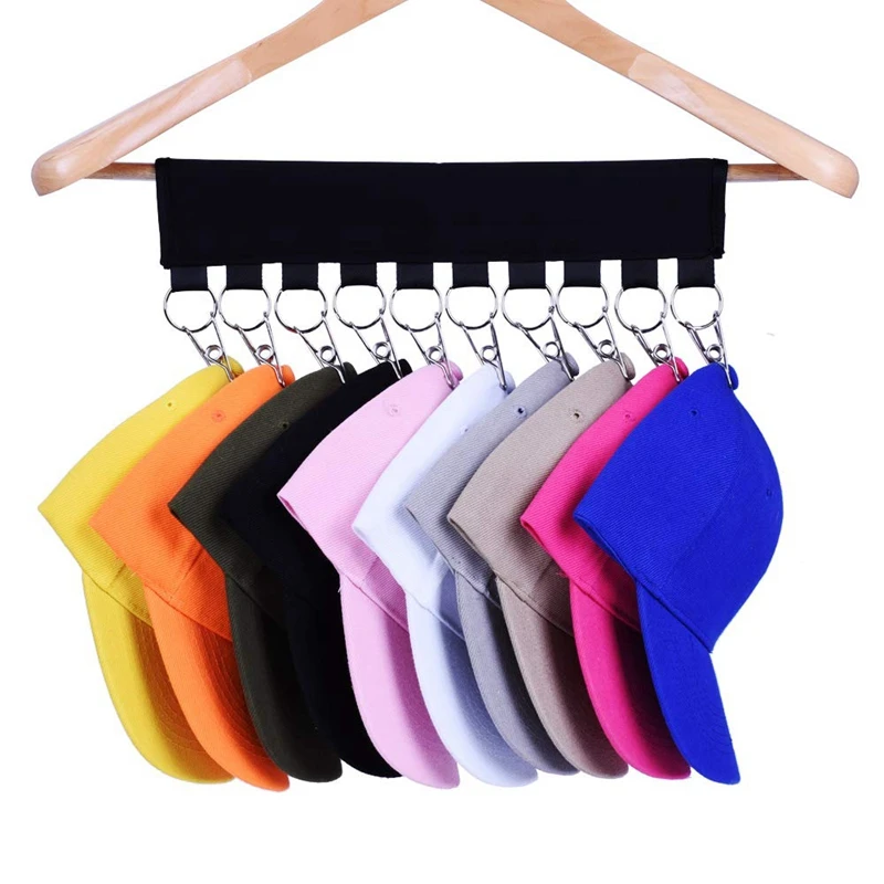 

Promotion! Hat Organizer Hanger, 10 Baseball Cap Holder, Hat Storage For Closet - Change Your Clothes Hanger To Ball Cap Organiz