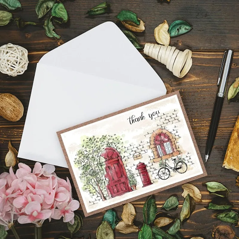 1Sheet Street Scenery Clear Stamps Tree Door Bike Silicone Stamps Windows PostboxTransparent Rubber Seal Stamps for Card Making