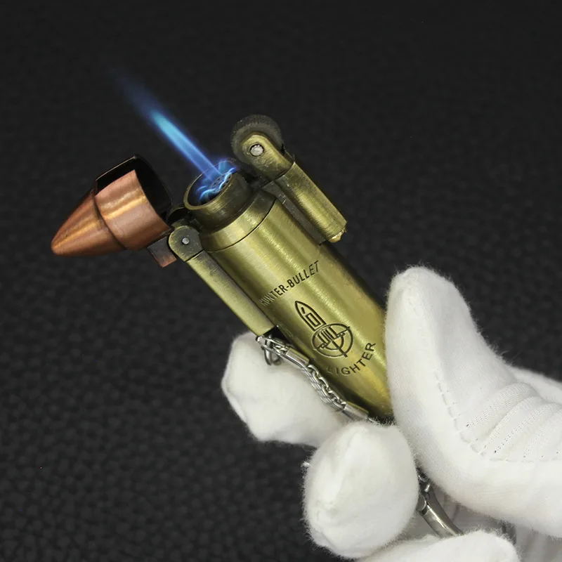 

Personalized Creative Styling Metal Lighter Direct Windproof Blue Flame Keychain Pendant Fashion Gift Men's Cigarette Lighter