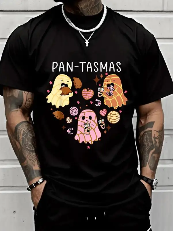 تي شيرت 100% قطن للجنسين Pantasmas Ghost مضحك مخيف Conchas المكسيكي شبح الهالوين مناسب لجميع المواسم