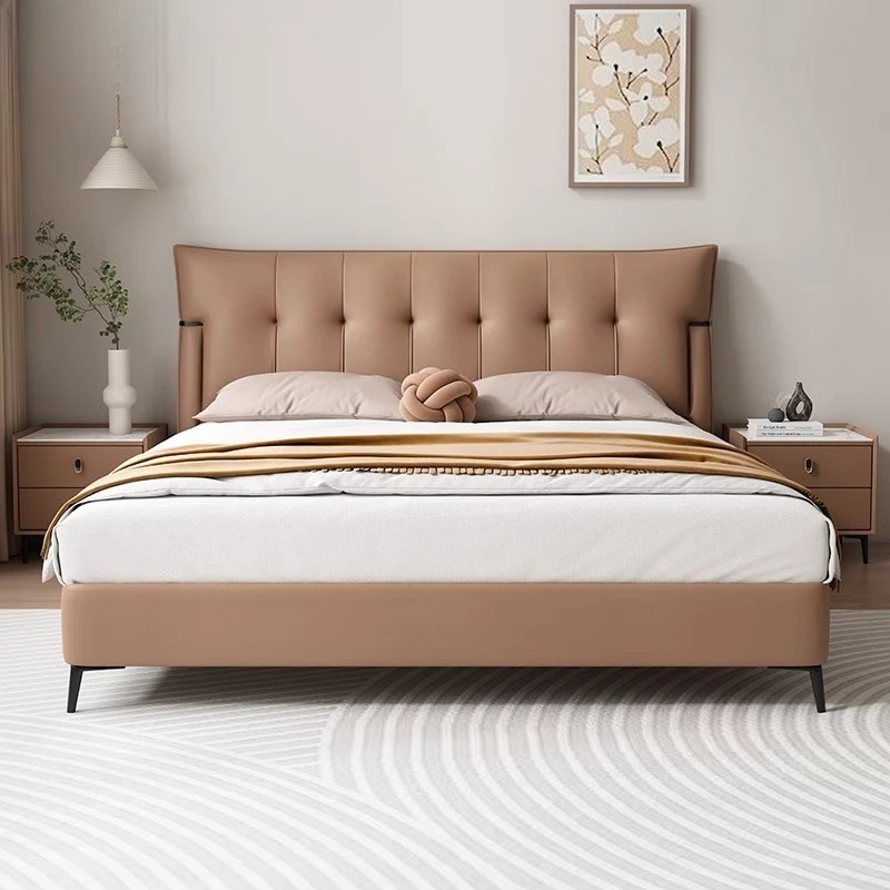 

Leather bed A variety of simple master bedroom double Gemusen Italian light luxury soft bag large size wedding