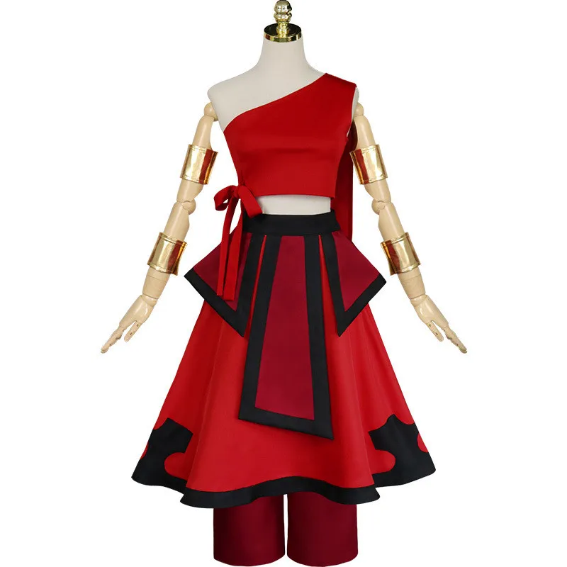 

Carnival Halloween Party Katara Cosplay Costume Red Tops and Skirts Set