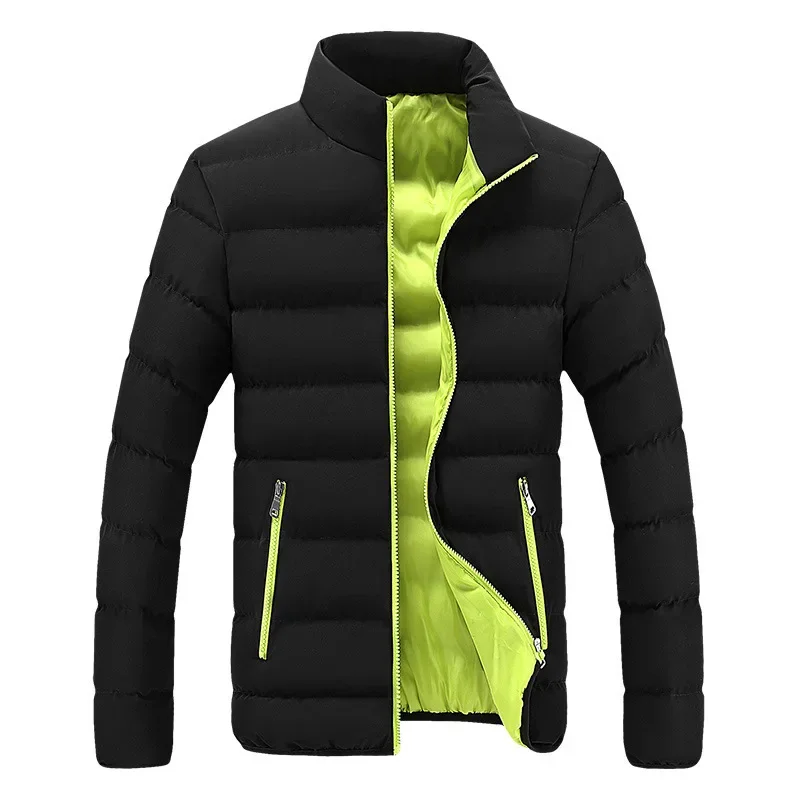 

2024 Black New Men's Warm Jacket Cotton Padded Jacket Casual Sports Autumn Winter Men Standing Collar Warm Thick Parker Coat Jac
