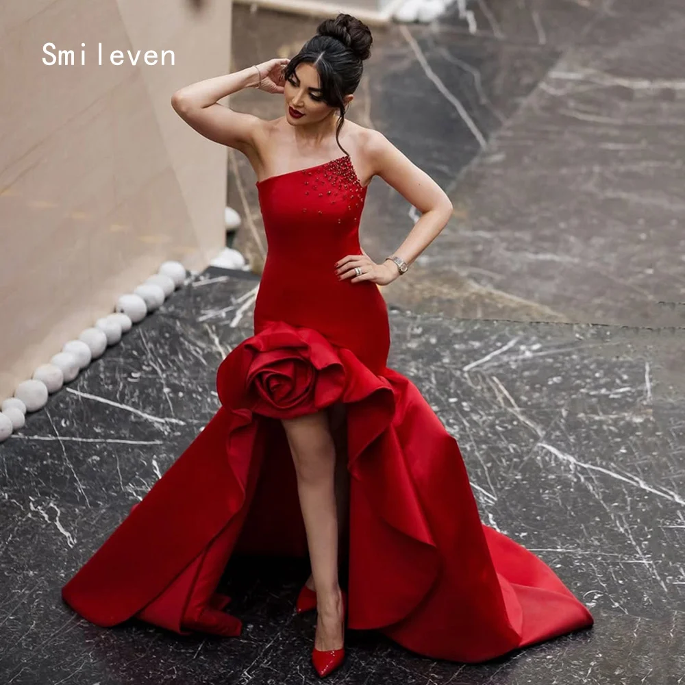 

Smileven Luxury 3D Flower A Line Evening Dress Strapless Formal Prom Dresses Appliques Beading Gala Party Gowns Customized 2026