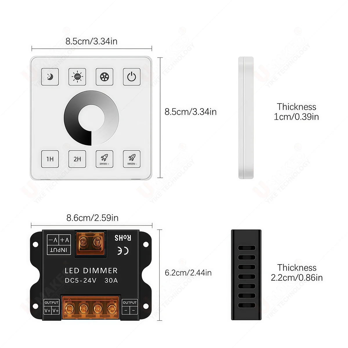 1 مجموعة RGB تحكم 5-24 فولت تيار مستمر 30A اللاسلكية RF اللمس يعتم التبديل 10A 86 لوحة باهتة عن بعد لشريط LED واحد CCT 5050