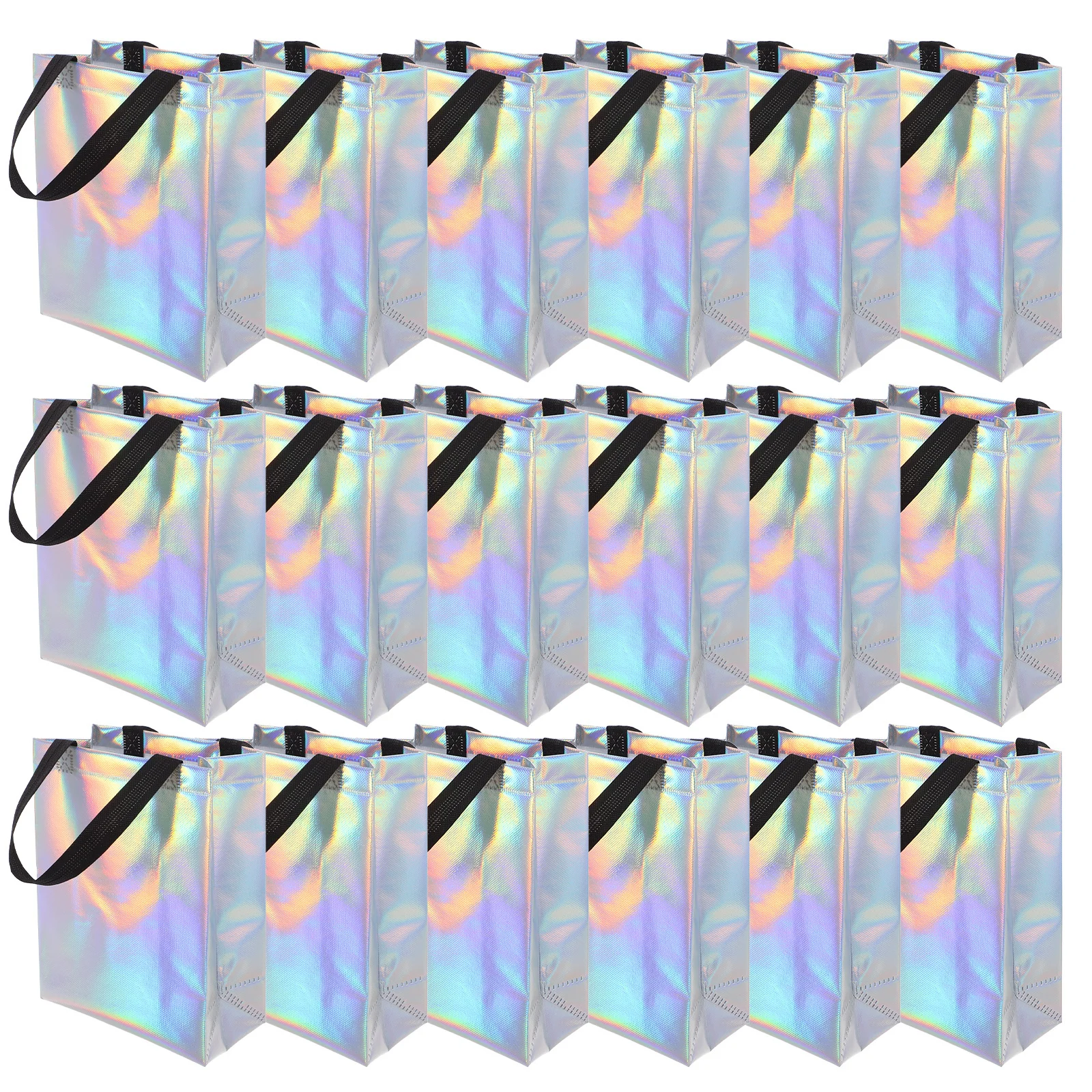 

20 pcs Gift Bags Iridescent Waterproof Nonwoven Reusable Party Favors Birthday Wedding Holiday Candy Pouches For Present