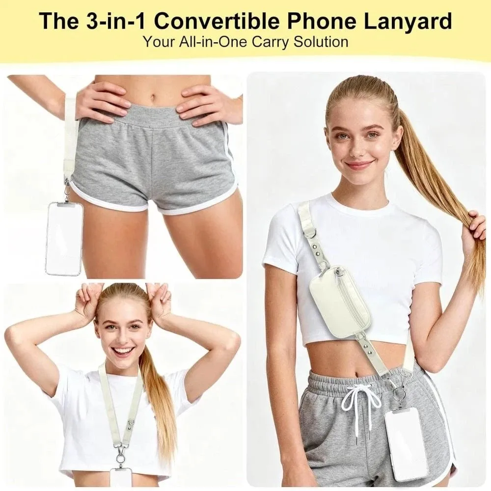 Adjustable Zippered Coin Pouch Zipper Wallet Detachable Crossbody Phone Bag Hands-Free Nylon Women Wrist Wallet Daily Commute