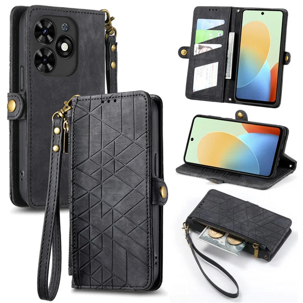 

For Infinix Hot 50 Pro Plus 5G Case Crossbody Zipper Leather Wallet Coque For Infinix Hot 40 Pro 30 12 Play 30i 40i 20s 20i Etui