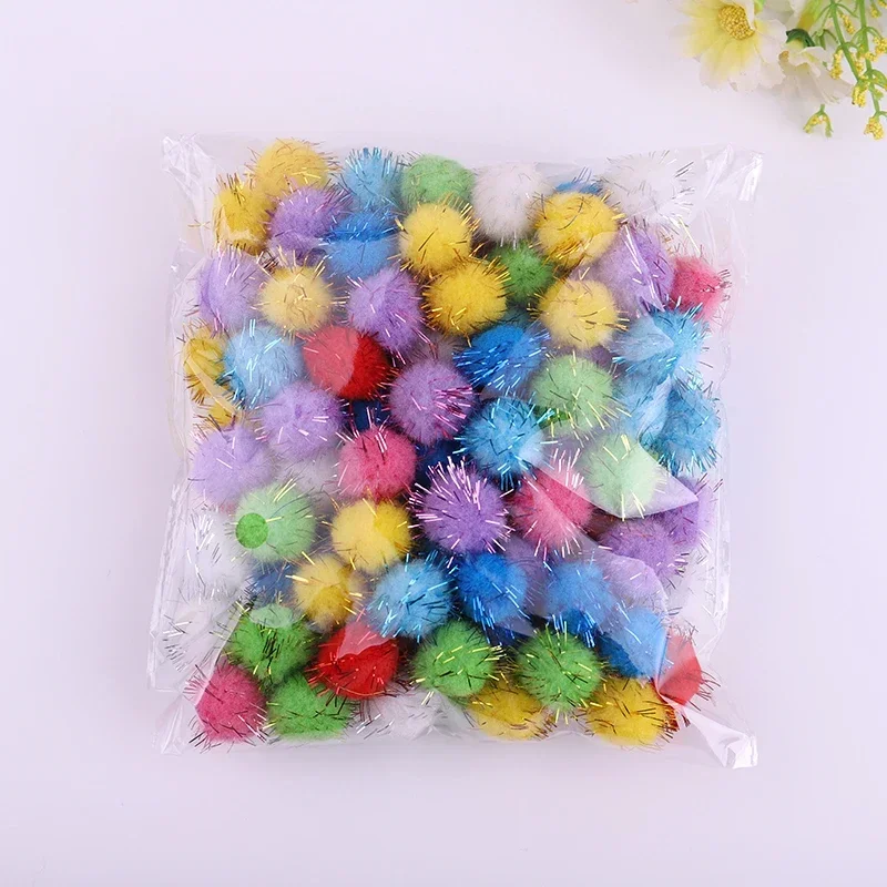 Glitter Balls Pompom Furry Balls Christmas Pom Poms Kids DIY Pompones Craft Supplies Handmade Decoration Materials