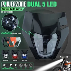 PowerZone Motorcycle Headlight Headlamp Head Light Supermoto Fairing For KTM EXC SXF MX Dirt Bike Enduro Headlight
