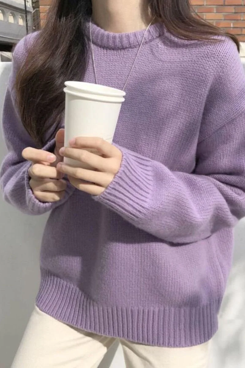 

Fashionable Lazy Style Korean Version Autumn Winter New Arrival Loose round Neck Knitwear Women's Thickened Outerwear