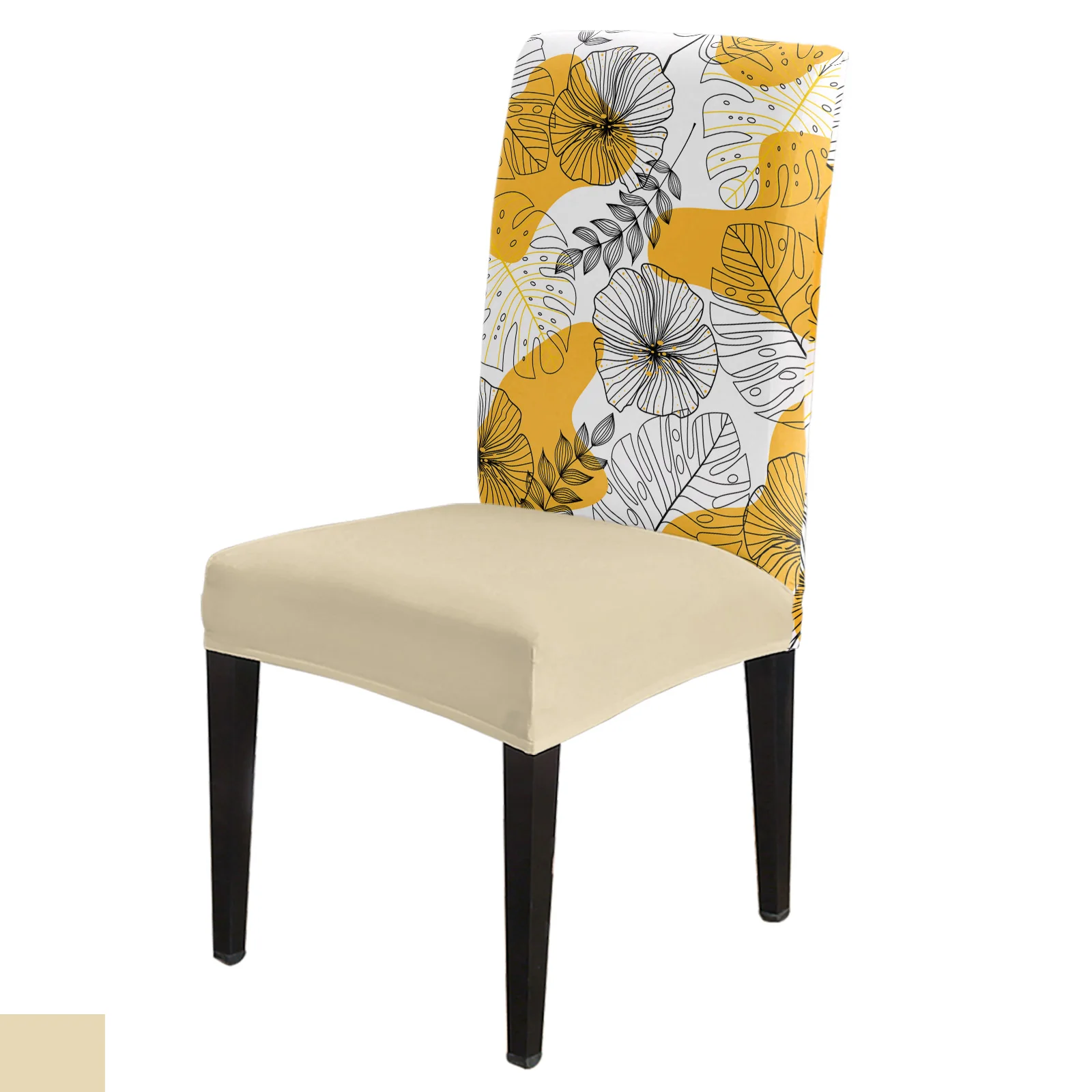 

Tropical Plants Lines Simple Dining Chair Cover 4/6/8PCS Spandex Elastic Chair Slipcover Case for Wedding Home Dining Room