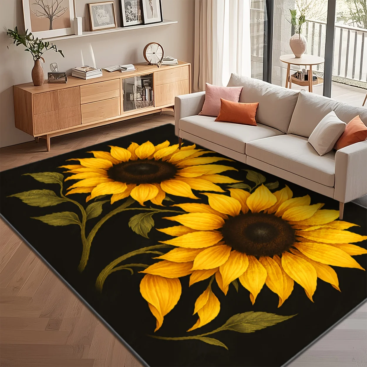 Cashmere-Like Sunflower Carpet Shows Vibrant Natural Feeling. Comfortable And Easy, Versatile for Many Scenes. Living Rooms, S