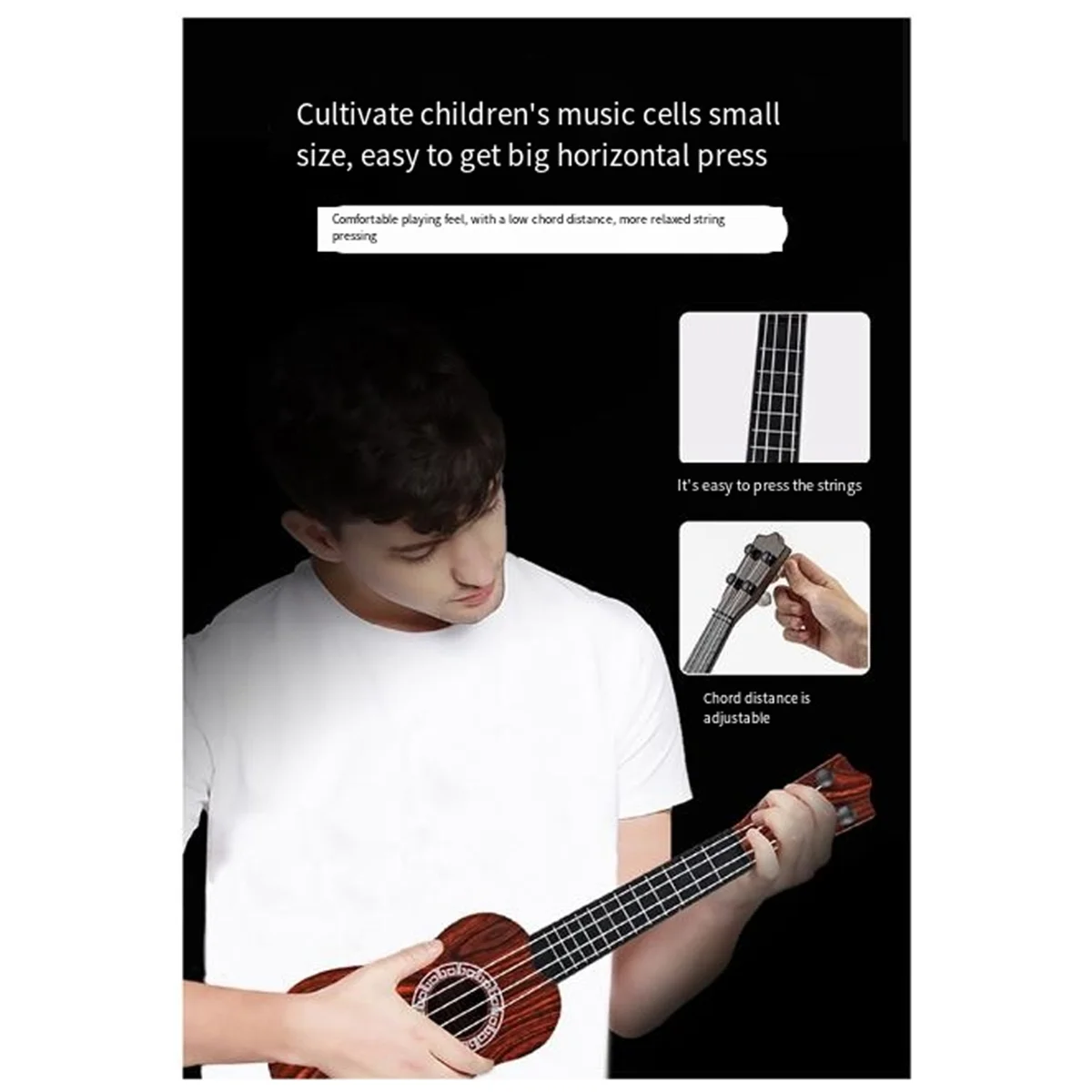 GQ0-uyBrown Guitarra para niños Ukelele Instrumento para principiantes Guitarra para niños pequeños Tamaño mini Clásico