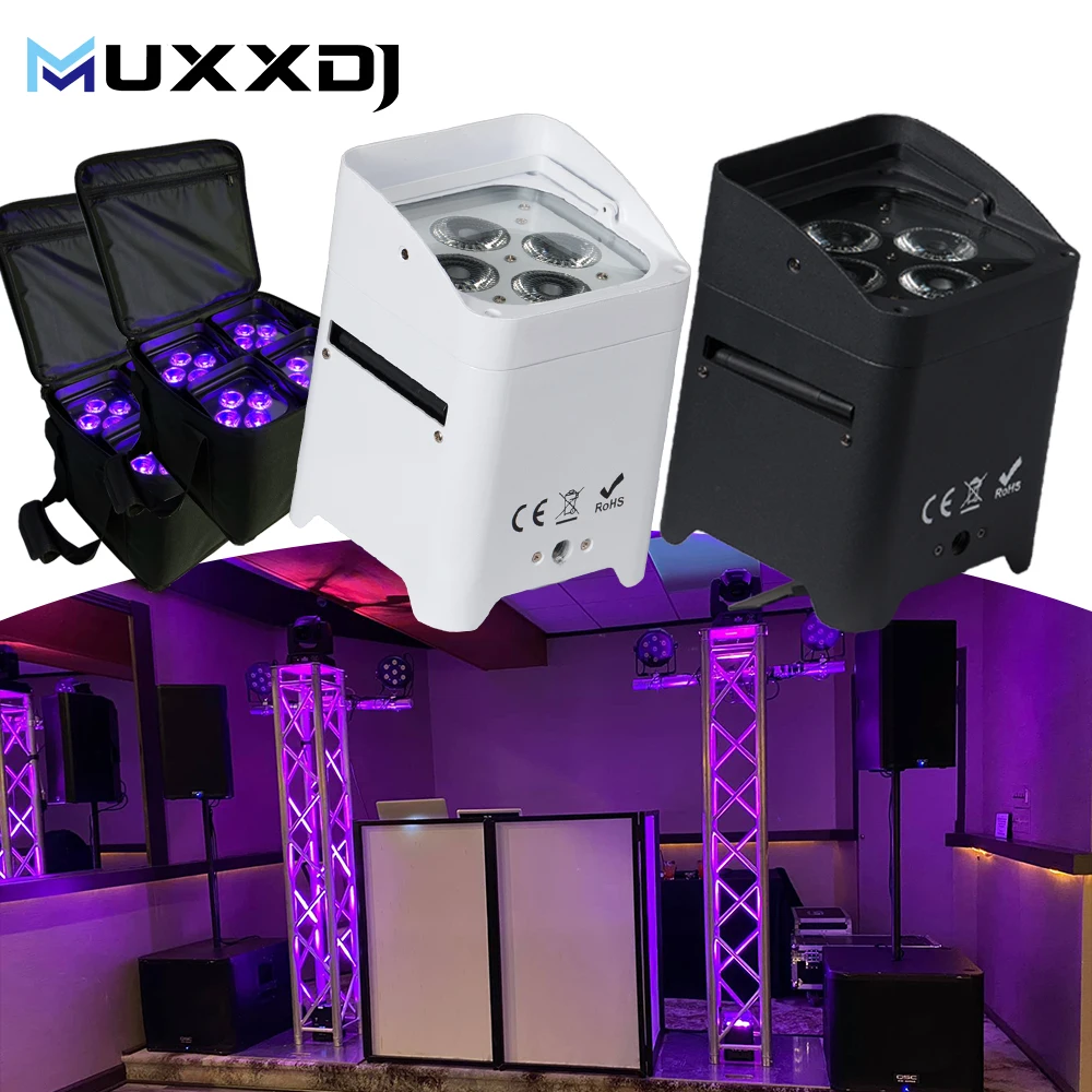 MUXXDJ Smart DJ S4 LED Uplight Battery Wireless DMX 4x18w RGBWA UV APP IR Remote for Wedding Party Event DJ light