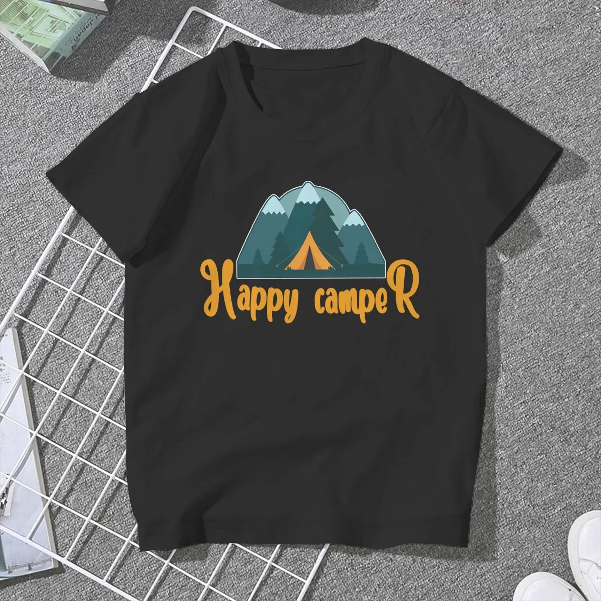 Happy Camper Classic Camp Women T Shirt Fibre Fashion O-Neck Polyester TShirt