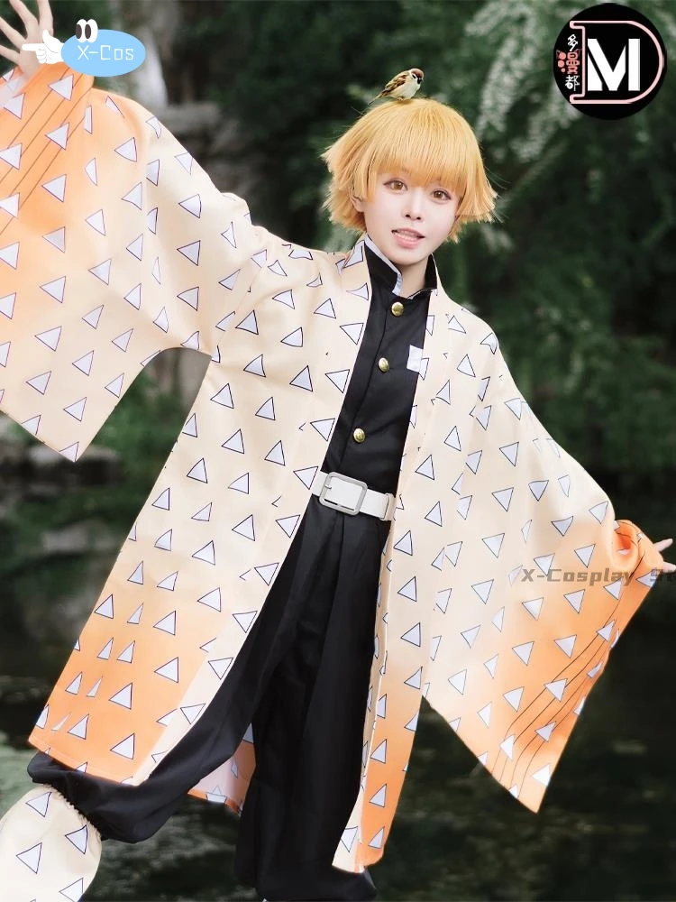 Zenitsu Cosplay Trajes Femininos, Kimetsu No Yaiba, Traje de Halloween, Anime Inteiro, Peruca, Itens Novos, Adulto