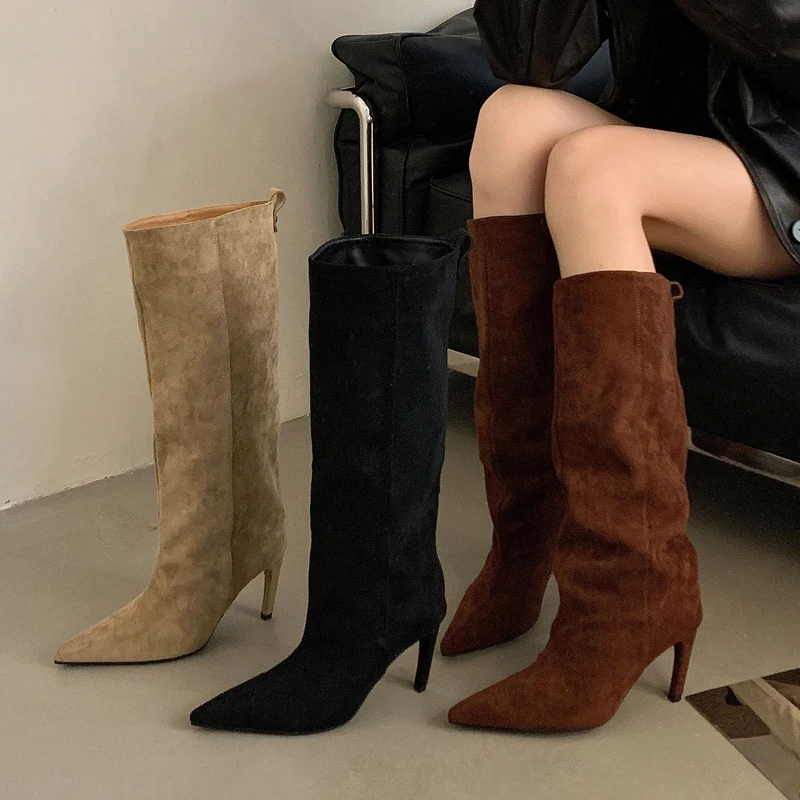 Eilyken Winter Street Style Pointed Toe Knee-High Women Boots Thin Heels Shoes Female Punk Vintage Long Booties Zapatos De Muje image 5