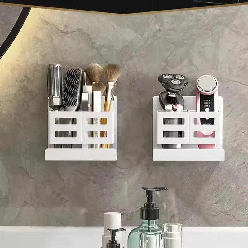 Estante de Baño Multifuncional sin Perforaciones, Tubo de Almacenamiento para Lavabo, Soporte para Cepillos de Dientes y Rasuradoras, Accesorios de Baño Montados en la Pared